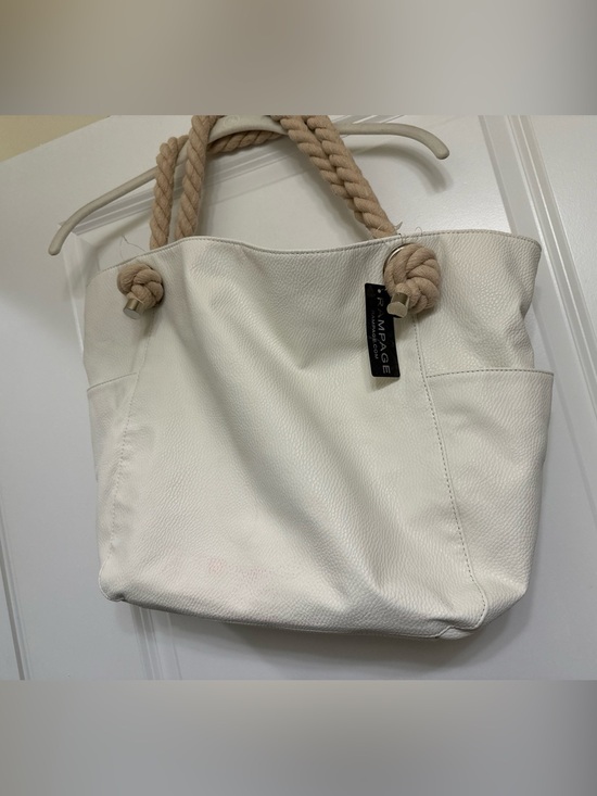 Rampage Handbags - Rampage White Tote with Beige Rope Handles